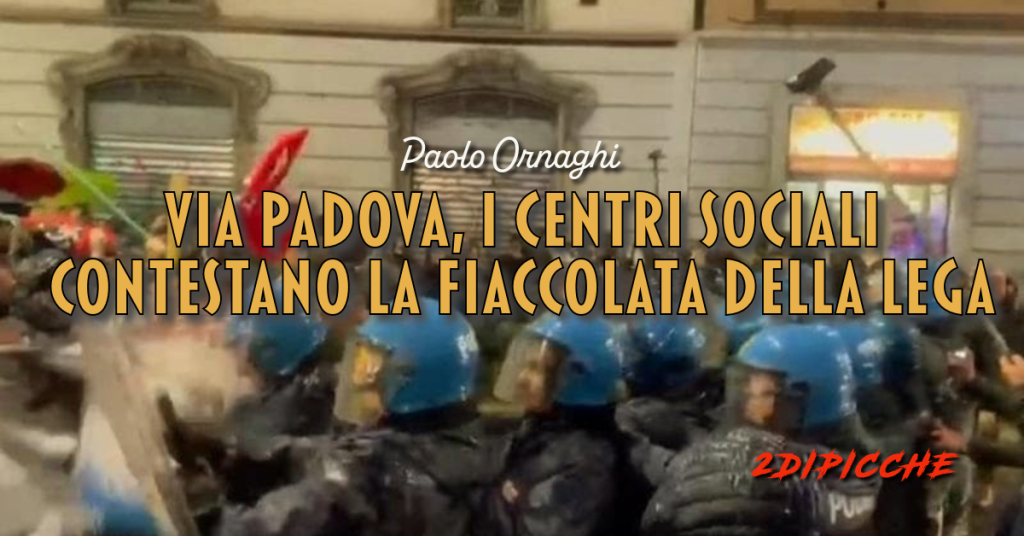 Via Padova, i centri sociali contestano la fiaccolata della Lega