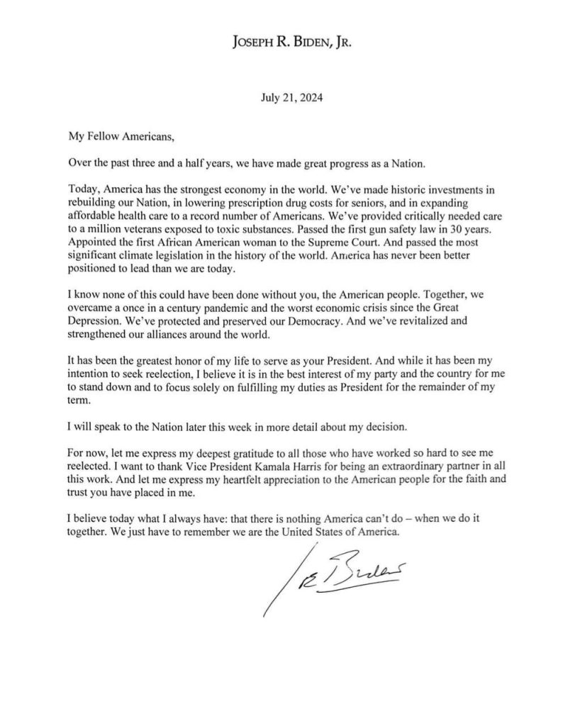 Lettera Biden
