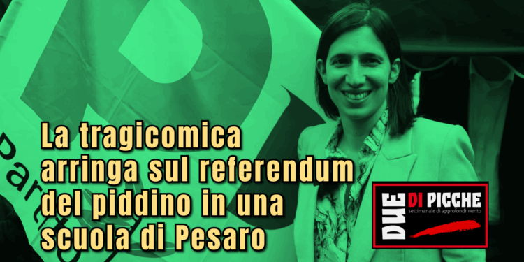 La tragicomica arringa sul referendum del piddino in una scuola di Pesaro
